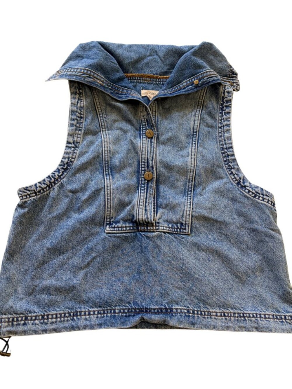 Pilcro Denim Vest Anthropologie Button Front Utility Crop Vest Size M